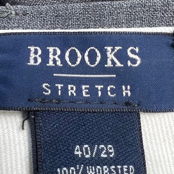 Brooks stretch dress pants mens 40x29 100% worsted wool flat front charcoal gray - Picture 5 of 9